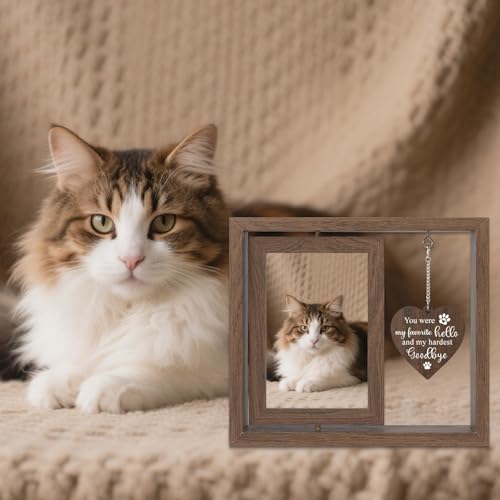 Dog Memorial Gifts for Loss of Dogs, Pet Memorial Gifts for Dogs, Rotating Wooden Dog Memorial Frame for Photos