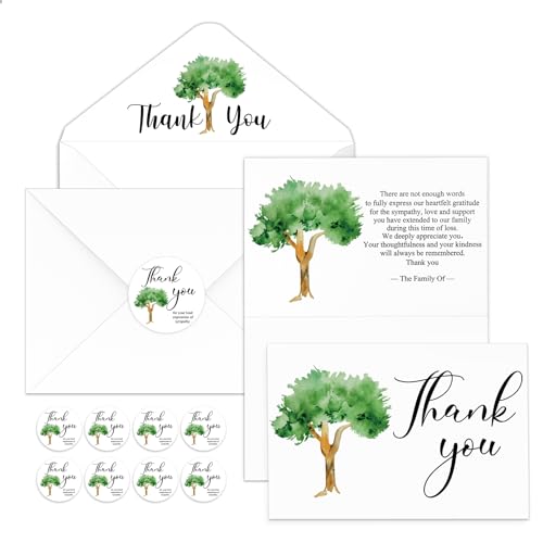Fumete 50 Set Funeral Thank You Cards, Big Tree - style: Big Tree