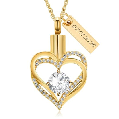 shajwo Cremation Jewelry Heart Urn Necklace for Ashes of Loved One - color: Customize