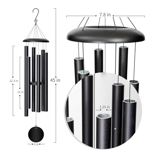 FDOCOI 45'' Wind Chimes Outdoor,Memorial Wind Chime, Large Wind Chimes for Outside Deep Tone, Sympathy Gifts. Black - size: 45'' Black