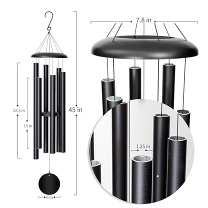 FDOCOI 45'' Wind Chimes Outdoor,Memorial Wind Chime, Large Wind Chimes for Outside Deep Tone, Sympathy Gifts. Black - size: 45'' Black