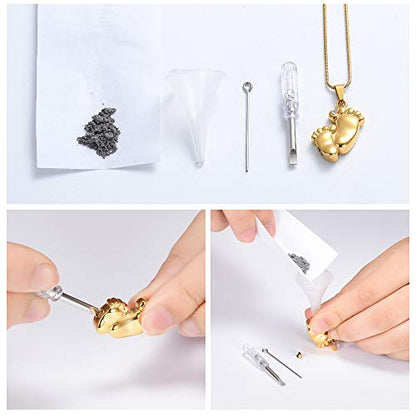 Imrsanl Footprint Cremation Urn Pendant Necklace for Ashes Stainless Steel Mini Urns Jewelry to Holder Ashes Baby Foot Memorial Keepsake - color: Customize