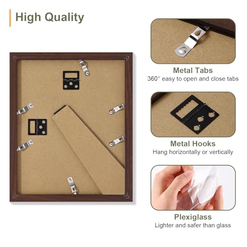 Vittanly 8x10 Collage Picture Frame, Displays 2Pcs 4x6 Pictures, Brown - color: Brown, size: 8x10