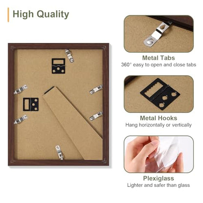 Vittanly 8x10 Collage Picture Frame, Displays 2Pcs 4x6 Pictures, Brown - color: Brown, size: 8x10