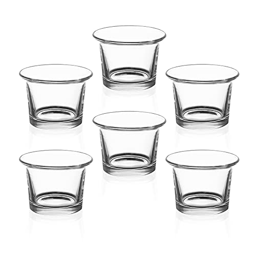 Royal Imports Hanging Oyster Glass Votive Candle Holders 2" Tall, Set of 6 | Heavyweight Tealight Candle Holder Centerpieces for Tables Glass Votive Holders Weddings, Parties, Home & Event Decorations
