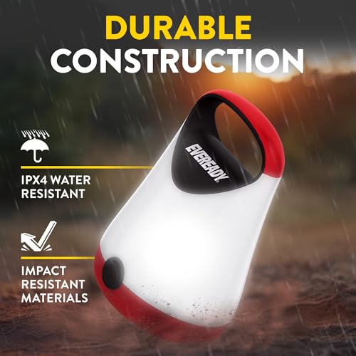 Eveready LED Camping Lantern X-250 (2-Pack), Super Bright Tent Lights, Rugged Water Resistant LED Lanterns, 100 Hour Run-time (Batteries Included), Red and Black - color: Red and Black, size: 2-Pack