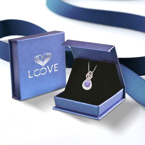 Infinity Urn Necklace for Ashes Sterling Silver Heart Moonstone Turquoise Birthstone Keepsake Memorial Cremation Jewelry for Women - style: Infinity A-06-Jun-Alexandrite