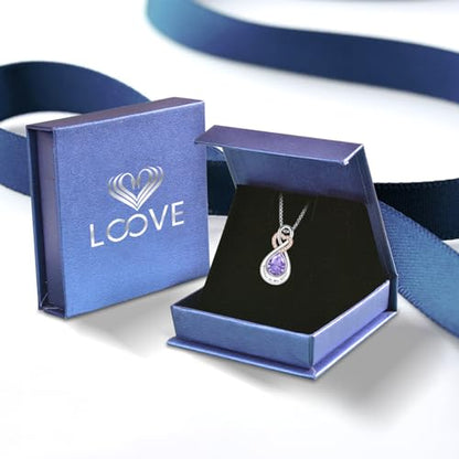 Infinity Urn Necklace for Ashes Sterling Silver Heart Moonstone Turquoise Birthstone Keepsake Memorial Cremation Jewelry for Women - style: Infinity A-06-Jun-Alexandrite