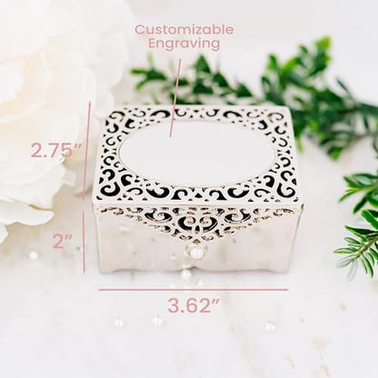 Cherished Moments Personalized Baptism Filigree Rectangle Jewelry Box - color: Silver-Baptism