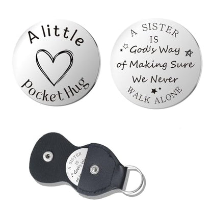 Pocket Hug Token for Women Men Him Birthday Inspirational Gifts for Daughter Friend Long Distance Gifts for Wife Mom - color: A Sister Never Walk Alone