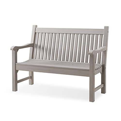 2-Person Outdoor Bench with 700 Lbs Weight Capacity, Grey | Poly Lumber Weatherproof Garden Bench Seating for Porch, Balcony and Park, All-Weather Patio Bench Furniture - color: Grey
