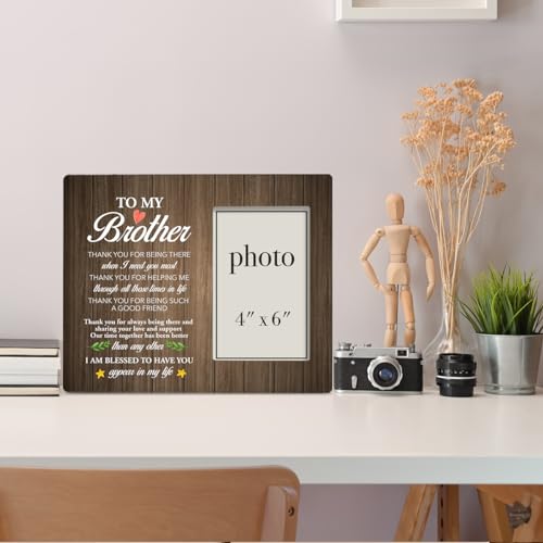 Dumyum Brother Gifts, Wooden 8 x 10 Photo Frame | Thank You Gift for Brothers, 4 x 6 Inches Photo - color: ['wood']