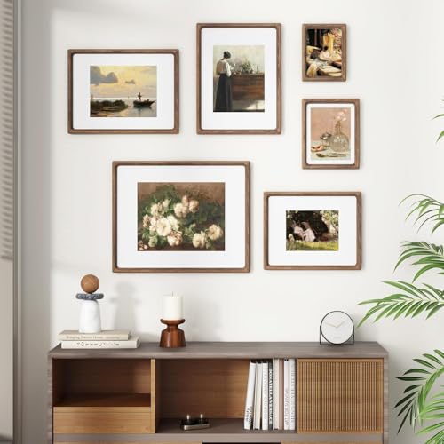 Heimlove 11x14 Picture Frames Natural Walnut,Original Wood Hand Make Crafted Diploma Frame with Mat to 8x10 Graduation Picture Display,Family Picture,Wedding Picture,Photo,Certificate Wall Mounted - color: Natural Black Walnut, size: 11"x14"|mat to 8"x10"