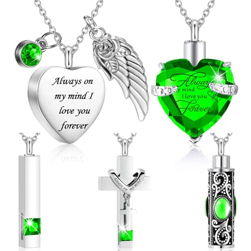 Fumete 5 Pcs Urn Necklaces for Ashes Cremation Keepsake - color: Light Green