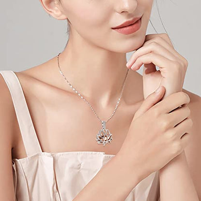 Imrsanl Cremation Jewelry for Ashes - Lotus Flower Ashes Pendant Necklace with Mini Keepsake Urn Memorial Ash Jewelry - color: Rose Gold
