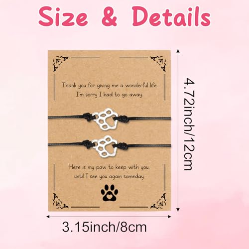 Aelciyue Pet Memorial Mothers Day Birthday Xmas Valentines Day Gifts for Loss Of Cats Dogs Mom Dad Paw Print Gifts Bracelets - style: Black Rope-2Pcs-01