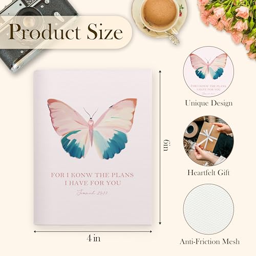 Christian Butterfly Photo Album 4x6, Christian Gifts for Women, Jeremiah 29:11 Bible Verse 18 Pockets Small Picture Memory Photo Album for Family Anniversary Travel Vacation - color: Bible Butterfly