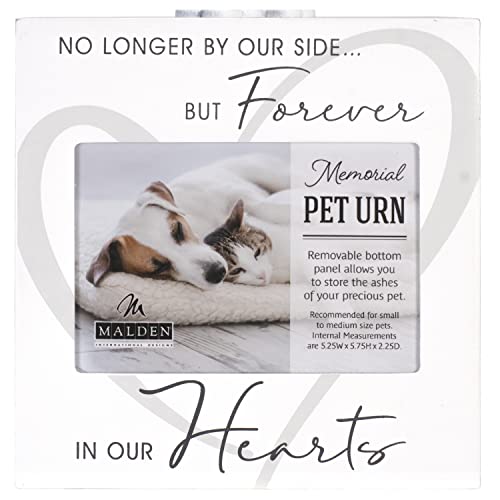 3.5x5 Forever In Our Hearts Memorial Pet Urn Screenprinted White Wood Paw Prints by Malden International Designs