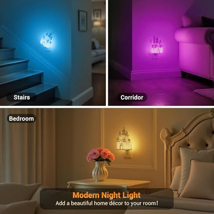 JandCase Night Lights Plug into Wall, 3D Printed Castle RGB Night Light - color: Castle-RGB, size: 2 Pack