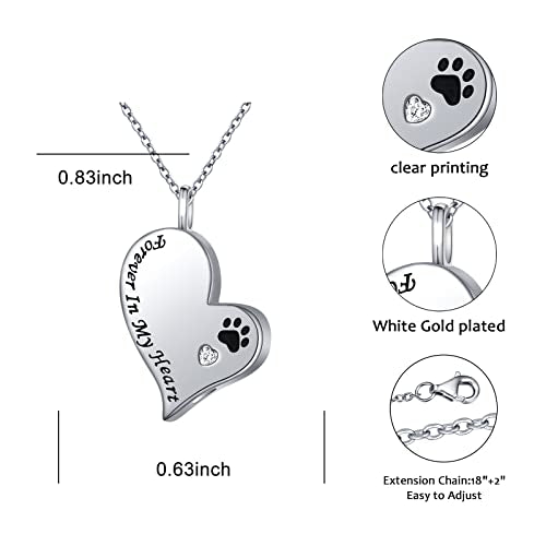 Ladytree 925 Sterling Silver Cremation Urn Necklace for Ashes - style: Paw Print