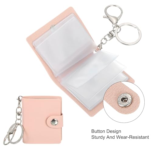 uxcell Mini Photo Keychain DIY Small Memory Key Ring Picture Book for Family - color: Pink