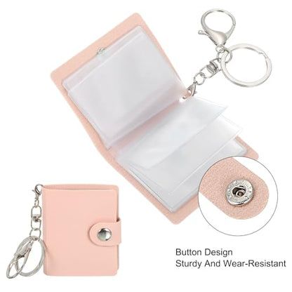 uxcell Mini Photo Keychain DIY Small Memory Key Ring Picture Book for Family - color: Pink