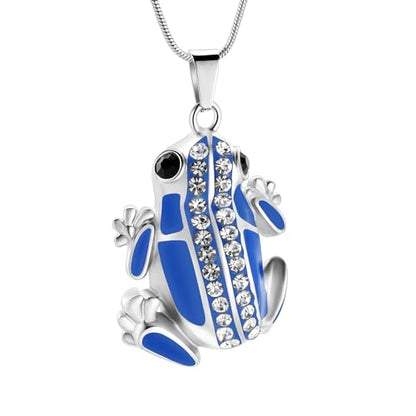 Cremation Jewelry Frog Shape Urn Necklace Ashes Keepsake Holder Memorial Urn Necklace Sweater Necklace - color: Blue