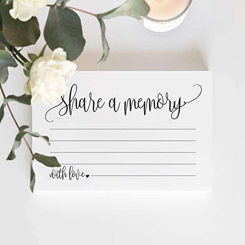 Bliss Collections Share a Memory Cards Heart Script, Cards for Weddings | Showers, Birthdays, Celebration of Life, Funeral, Retirement, Going Away and Graduation Memories, 4"x6" (Pack of 50) - style: Heart Script