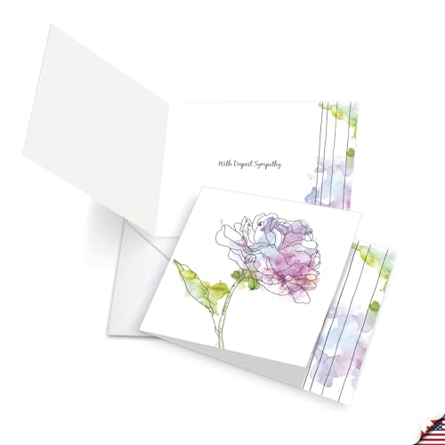 The Best Card Company - 12 Sympathy Note Cards with Envelopes - Loving Flower Bereavement (4 Designs, 3 Each) - Basic Blooms AMQ4627SMG-B3x4 - style: Basic Blooms