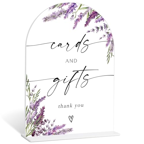 Cards and Gifts Table Sign, Lavender Wedding Favor Sign, Bridal Shower Decorations, Engagement Party Decor, Acrylic Table Signs with Base for Wedding Reception and Bridal Party Decor, 2F - color: Cards and Gifts Table Sign-32