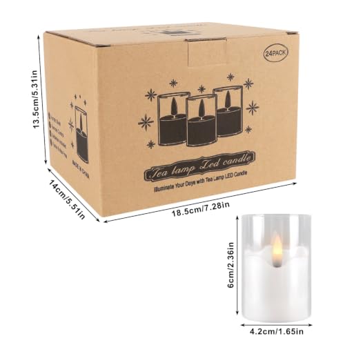 24 flickering flameless LED candles, small cylindrical tea lamp candles - color: white1-24Pack