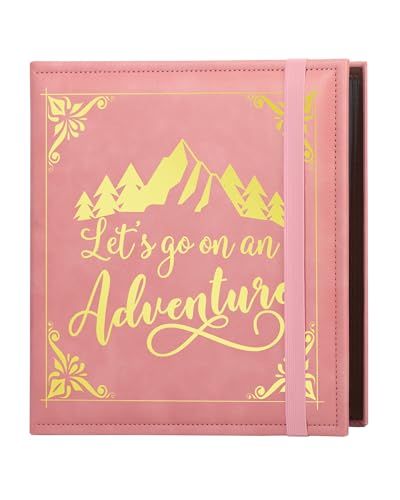 Leather Photo Album 4x6 200 Photos,Slip-in Photo Album Book with 50 Sheets, Travel Souvenir Diary Photo Book for Family Wedding Baby and Holiday Pictures - color: Pink