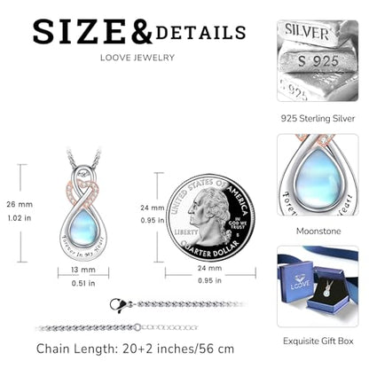 Infinity Urn Necklace for Ashes Sterling Silver Heart Moonstone Turquoise Birthstone Keepsake Memorial Cremation Jewelry for Women - style: Infinity A-06-Jun.-Moonstone