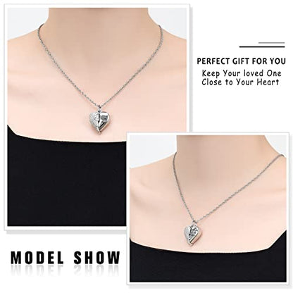 shajwo Cremation Jewelry Angel Wing Heart Urn Necklaces for Ashes Memorial Keepsake Pendant for Women Men - style: 1-Silver