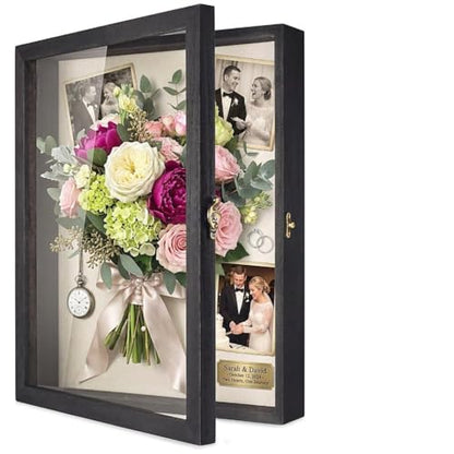 TJ.MOREE Shadow Box 16x20 Flowers Display Case Wooden Picture Frame Black - color: Black, size: 16x20