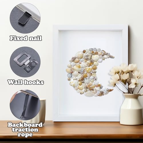 FuninCrea 8 x 10 Inch Shadow Box Frame, Wooden Shadow Boxes Display Cases Large 3D Box Frame for Tabletop Wall Hanging, Deep Shadow Box Memory Frame for DIY Crafts Photos Dry Flowers (White) - color: White