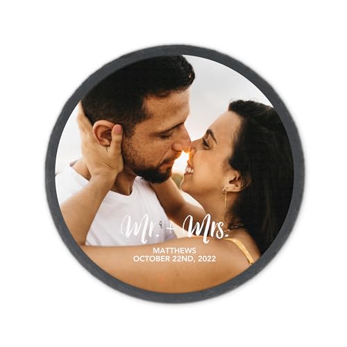 Weddingstar Custom Photo Printed 9 ⅞" Round Black Slate Garden Stone - Handwritten Elegance - color: Handwritten Elegance