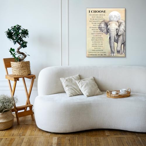 Inspirational Elephant Canvas Wall Art Motivational Quote Poster Wall Decor - color: Elephant