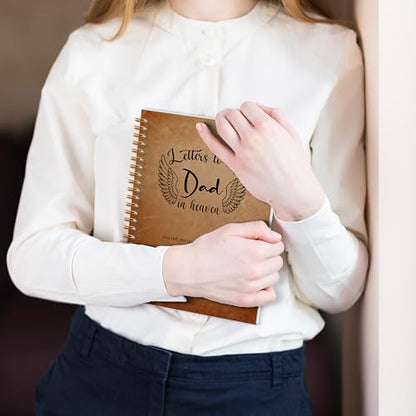 Letters to Heaven Notebook Journal 5.5x8.3, Memorial Gifts for Loss of Dad, Remembrance Bereavement Gifts Spiral Hardcover Notebook, Bereavement Gift for Loss of Father, Grief Journal - color: Letters to Dad in Heaven