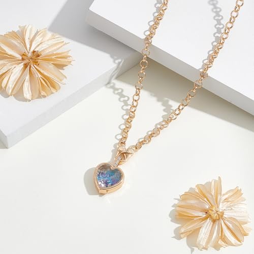 NBEADS Locket Pendant Necklaces, Memory Locket Charms Brass Floating Memory Necklace - style: Heart