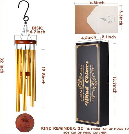 Memorial Wind Chimes for Outside – Sympathy Wind Chimes for Loss of Loved One, Bereavement Gifts for Loss of Dad, Mom, Baby, Brother, or Friend – Outdoor Remembrance Gift in Gold (Round Design) - size: Gold - Round Design