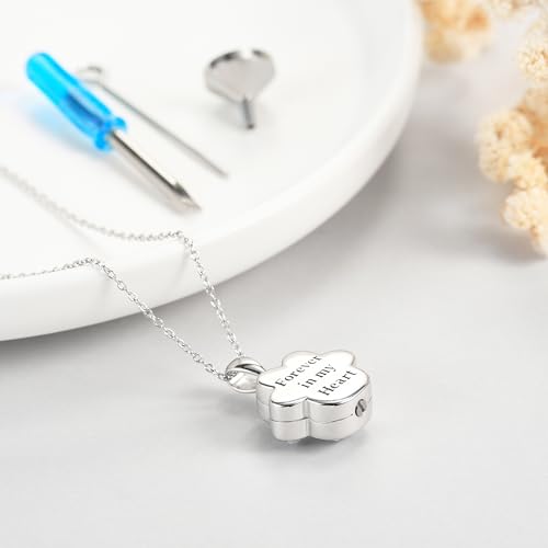 Heart/Cross/Infinity Moonstone Urn Necklace for ashes for Women Sterling Silver Dainty Cremation Jewelry Trendy Ashes Keepsake Memorial Gift for Mother/Grandma/Sister/Husband - style: Paw Print