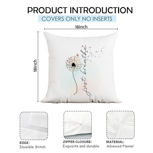 Inspirational Pillow Covers 18x18,just Breathe Pillow Cover,Positive Quotes Pillow Covers,Meditation Gifts,Inspirational Gifts for Women - color: Motivational-pillow Covers-08