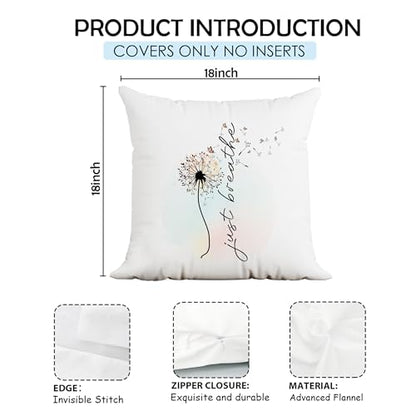 Inspirational Pillow Covers 18x18,just Breathe Pillow Cover,Positive Quotes Pillow Covers,Meditation Gifts,Inspirational Gifts for Women - color: Motivational-pillow Covers-08