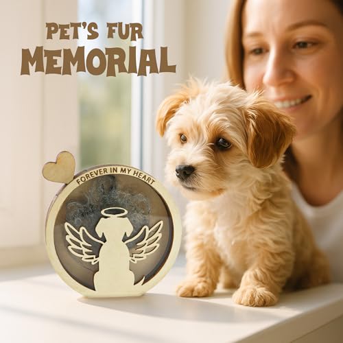 Personalized Dog Memorial Gifts - Dog Hair Keepsake Box Wooden , Pet Fur Gifts for Dog Lover, Pet Keepsake Box For Storing Dogs Fur, Teeth, Nails, Bone Ashes, Pet Loss Sympathy Gift for Dog Owner