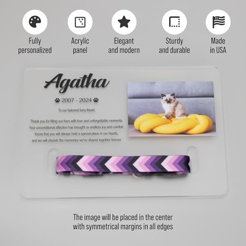 Personalized Pet Memorial Plaque Portrait, Custom Dog Remembrance Gifts for Loss, Cat Sympathy Night Lights, in Memory of Dog Passing Away Sign, Cat Rainbow Bridge Photo Frame (With Collar Hole) - style: With Collar Hole