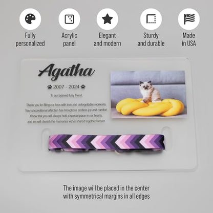 Personalized Pet Memorial Plaque Portrait, Custom Dog Remembrance Gifts for Loss, Cat Sympathy Night Lights, in Memory of Dog Passing Away Sign, Cat Rainbow Bridge Photo Frame (With Collar Hole) - style: With Collar Hole