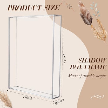 Barydat 2 Pcs 11'' x 14'' Acrylic Shadow Boxes Display Cases, Shadow Box DIY Frame Clear Acrylic Display Cases Wedding Memory Dried Flower Container Picture Photo Frame for Valentine Day Wedding - size: 11 x 14''