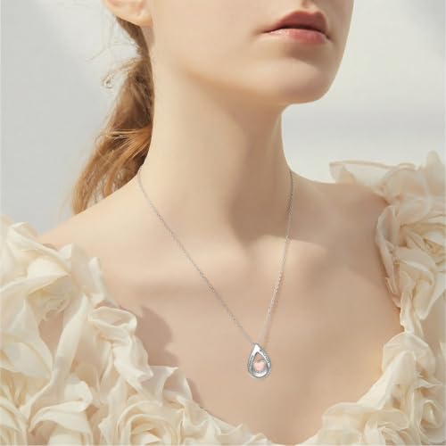 925 Sterling Silver Urn Necklace for Ashes, Teardrop/Tree of Life/Sunflower/Dragonfly/Sea Turtle/Celtic Knot/Elephant/Hummingbird Memorial Cremation Pendant Necklaces for Animal Human Ashes - color: D4: Teardrop-with engraving
