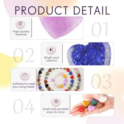 Nuenen 72 Pcs Heart Healing Stone 1.2 Inch Polished Healing Crystal Chakra Gems - size: 1.2 Inch